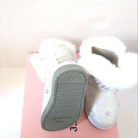 New! JUICY COUTURE Little Girls Glitter Rhinestone Logo Faux Fur Boots Booties 7 - Picture 8 of 11
